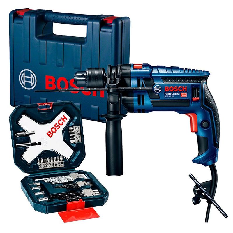 BOSCH - GSB 16 RE Taladro Percutor Bosch 1/2″ 750W + Set X-LINE 34 PCS