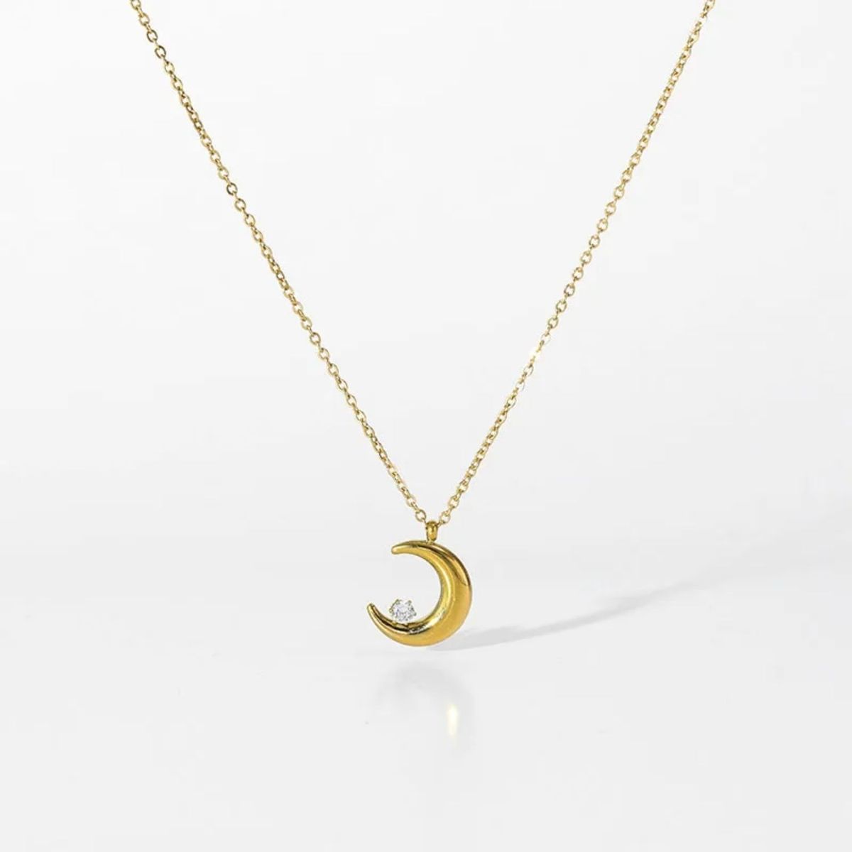 GENERICO - collar para mujer con colgante de circón y Luna