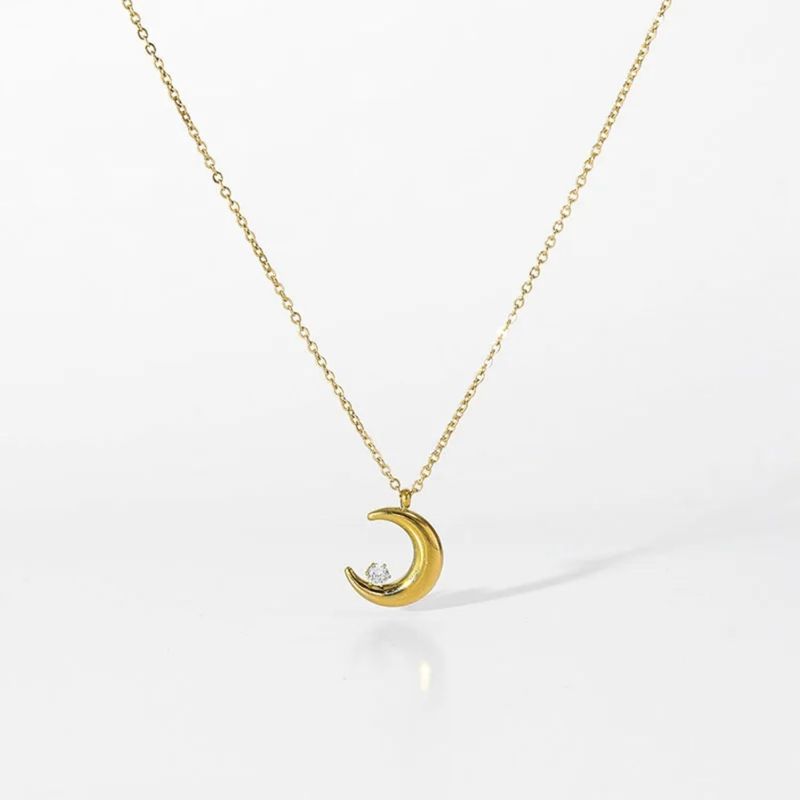 GENERICO - collar para mujer con colgante de circón y Luna