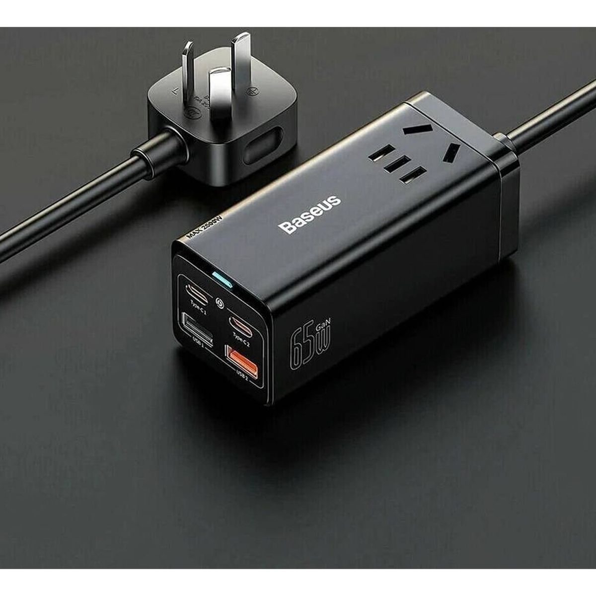 BASEUS - Cargador Baseus conector multi puertos carga rápida 65W PSZM000001