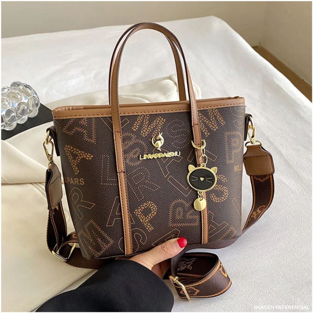 INSPIRA MARKET - Bolso cartera elegante con llavero de gato