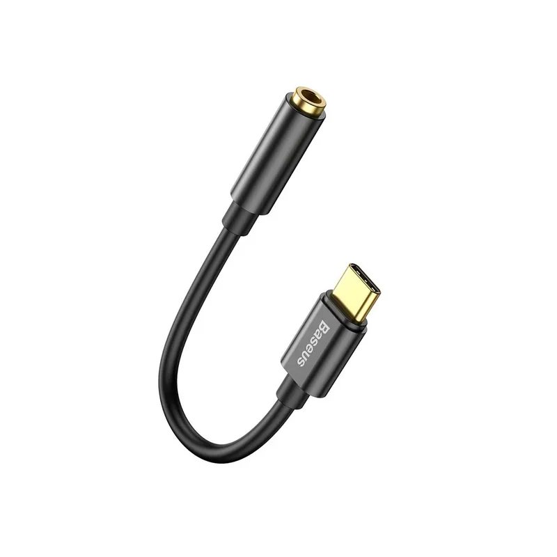 BASEUS - Adaptador Audífono Dac Usb C a 35mm Encordado De Aluminio Baseus CATL54 Negro