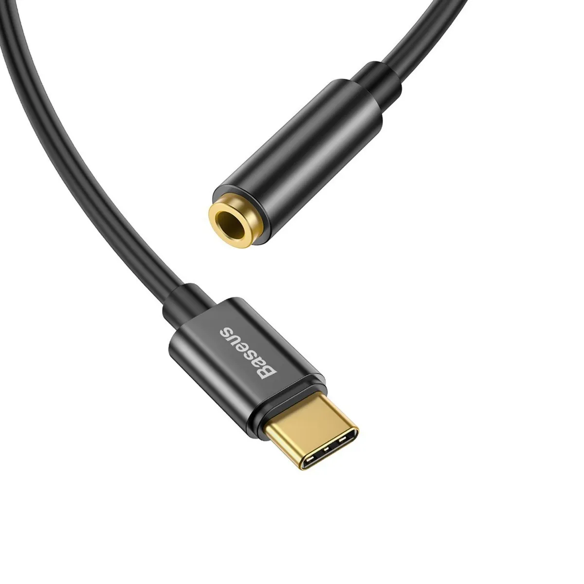 BASEUS - Adaptador Audífono Dac Usb C a 35mm Encordado De Aluminio Baseus CATL54 Negro