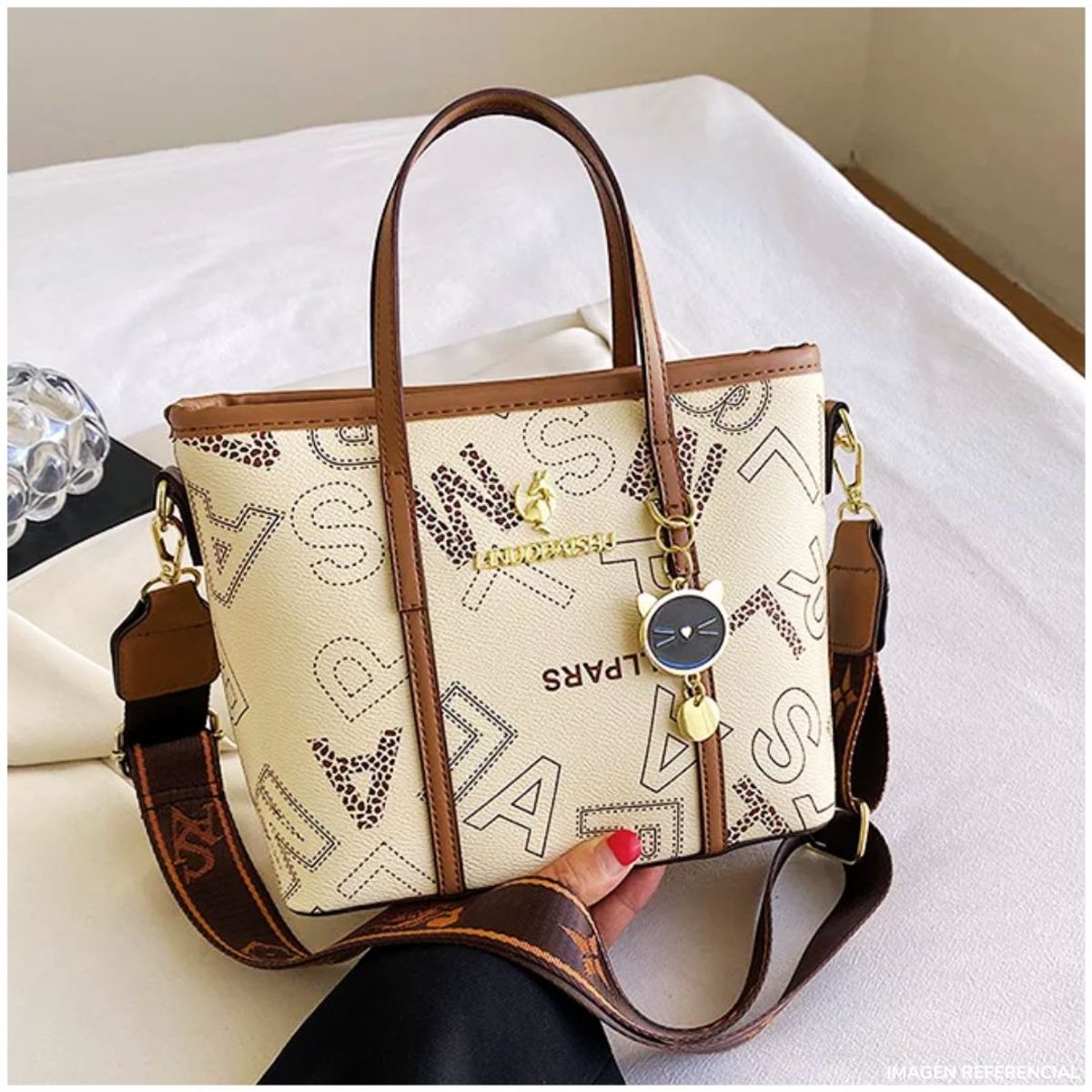 INSPIRA MARKET - Bolso cartera elegante con llavero de gato