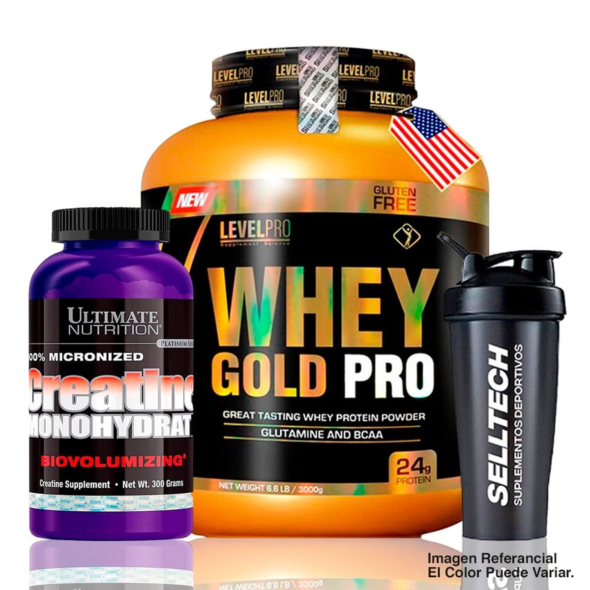LEVEL PRO - Whey Gold Pro 3kg Chocolate +Creatina 300gr