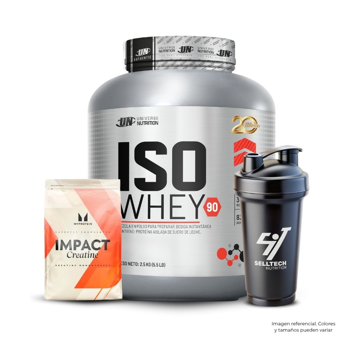 UNIVERSE NUTRITION - Iso Whey 90 de 2.5 kg Chocolate+Creatina Myprotein 250gr+Shaker
