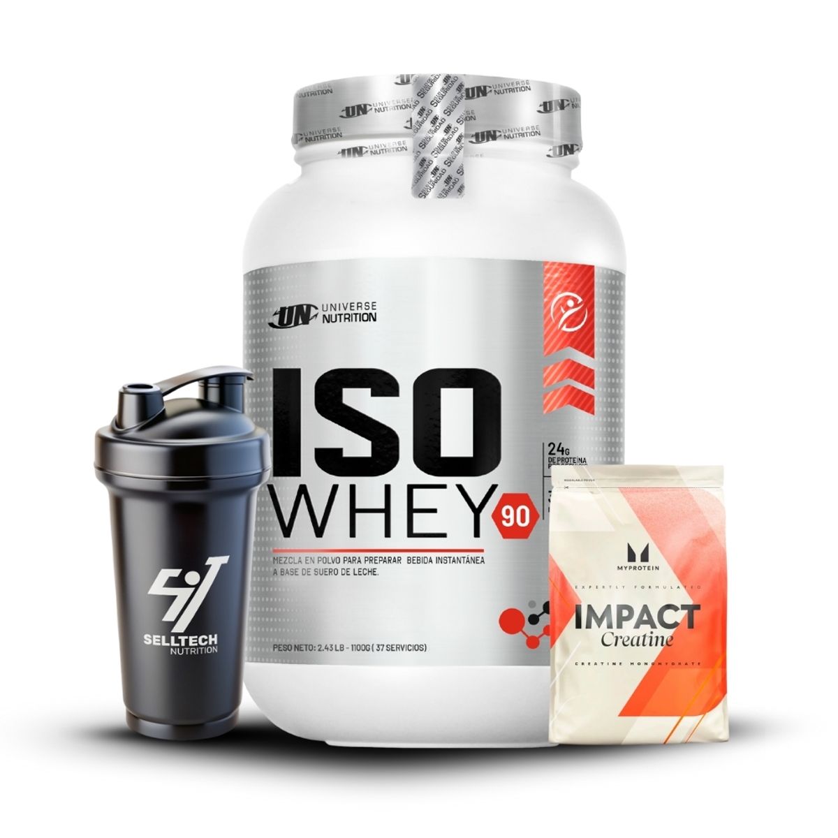 UNIVERSE NUTRITION - Iso Whey 90 de 1.1 kg Chocolate+Creatina Myprotein 250gr+Shaker