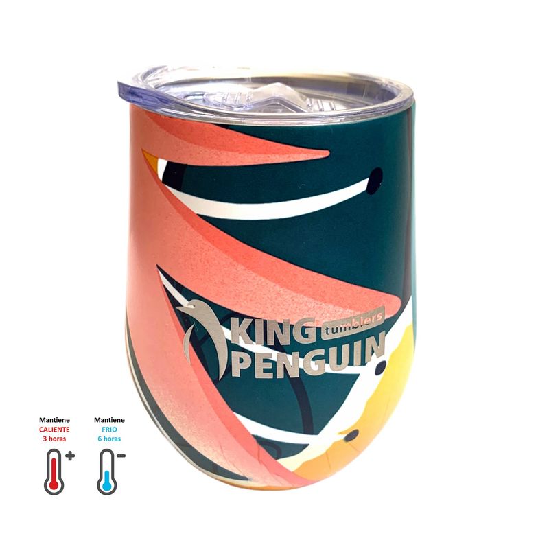 KING PENGUIN - Vaso Termico de Acero Inoxidable 355ml - Aislado al Vacío  -Tapa