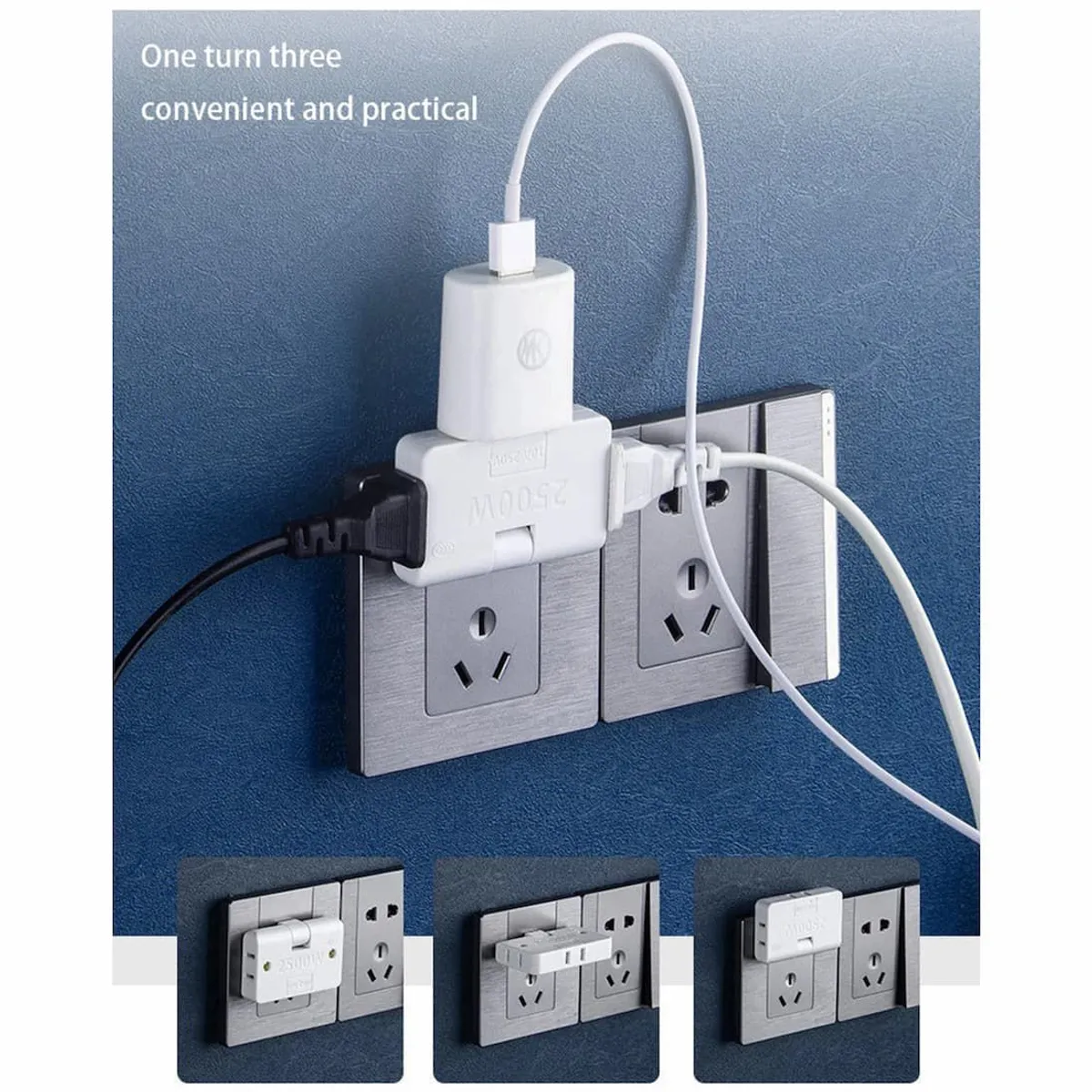 GENERICO - Interruptor Adaptador Giratorio Para 3 Enchufes y Organizar tu Hogar