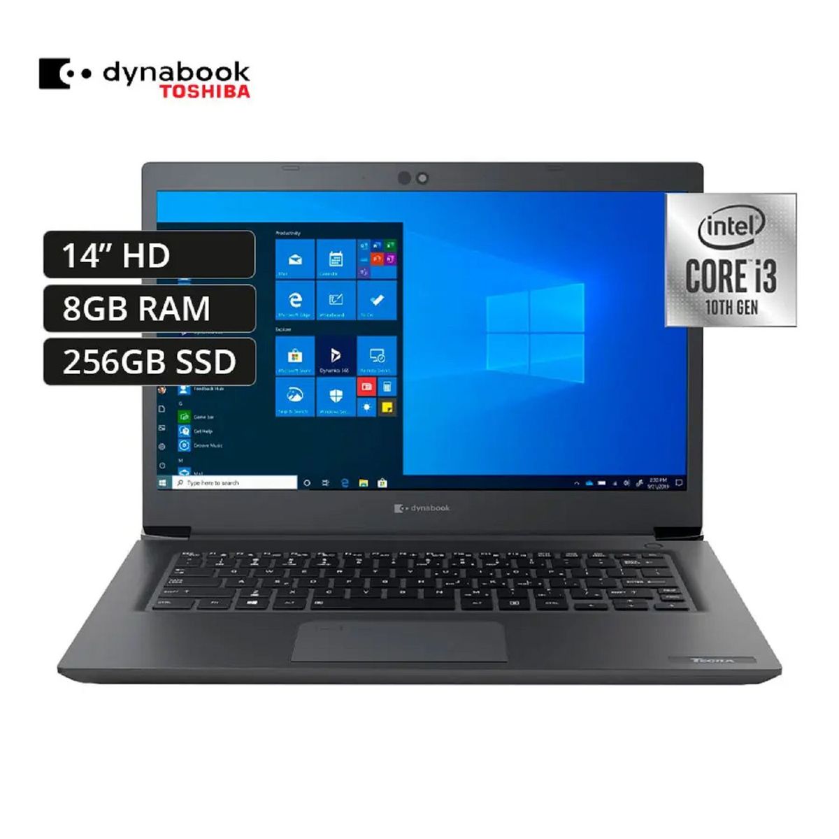 DYNABOOK - Laptop DYNABOOK Core i3-10110U Ram 8GB SSD 256gb Pantalla 14 HD  FreeDos sin windows Toshiba