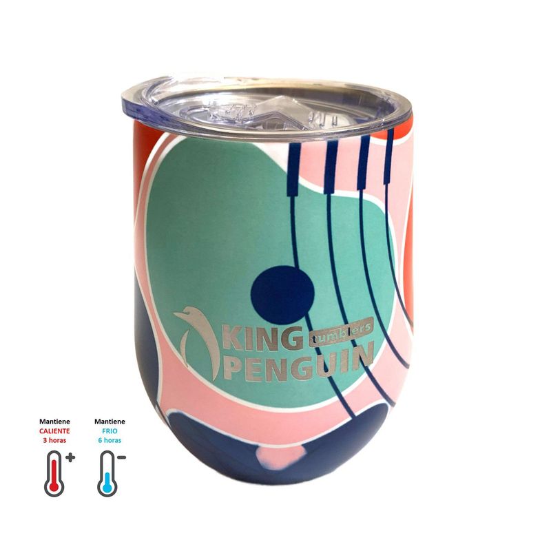 KING PENGUIN - Vaso Termico de Acero Inoxidable 355ml - Aislado al Vacío  -Tapa