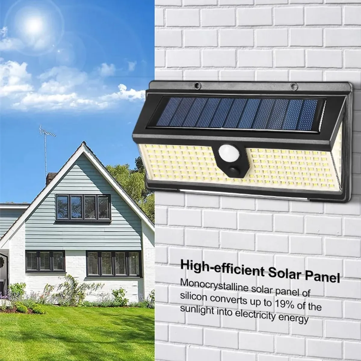 GENERICO - Lampara con Panel Solar para Exterior Jardin Pared