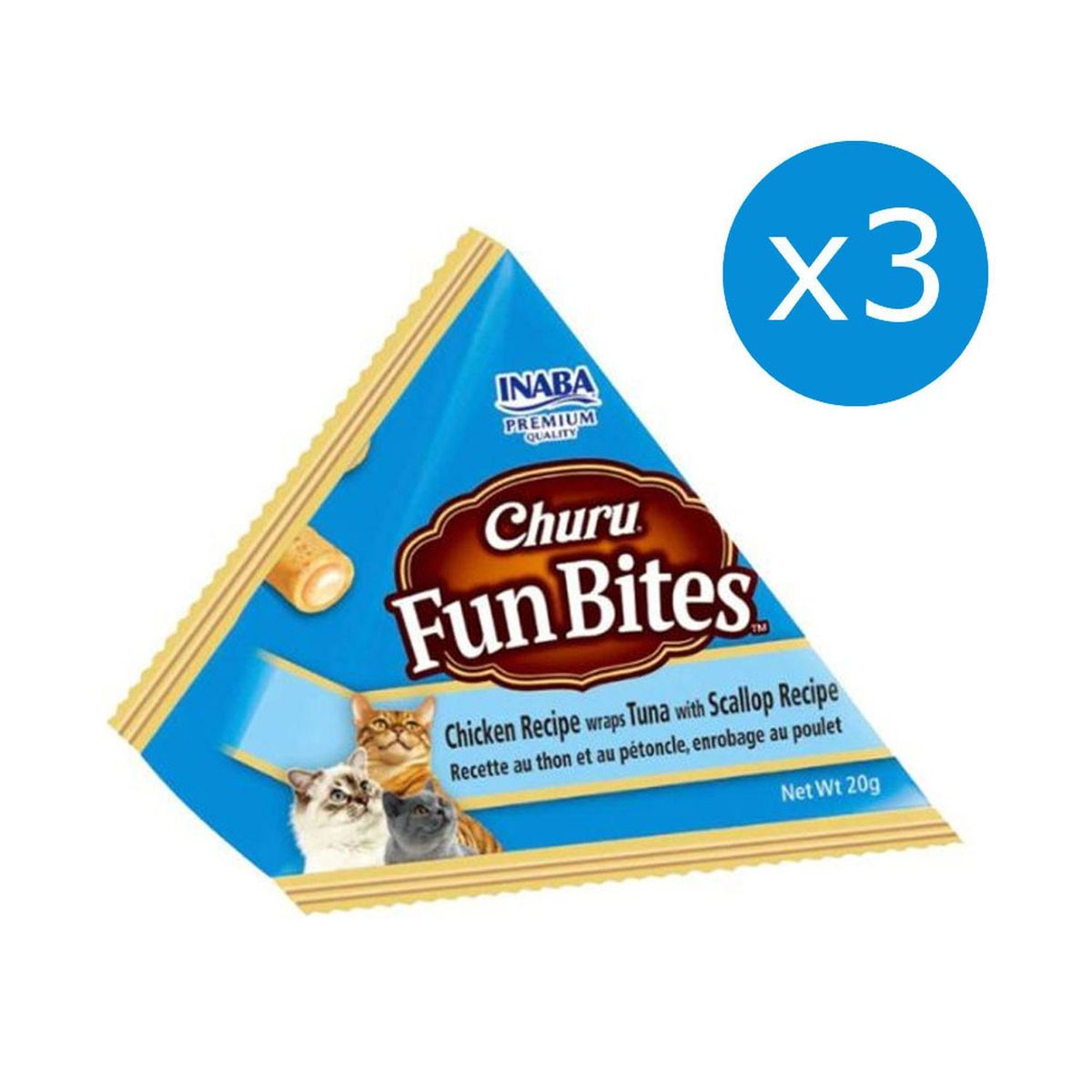 CHURU - Snack Churu Fun Bites Sabor Pollo Atún y Ostión para Gatos