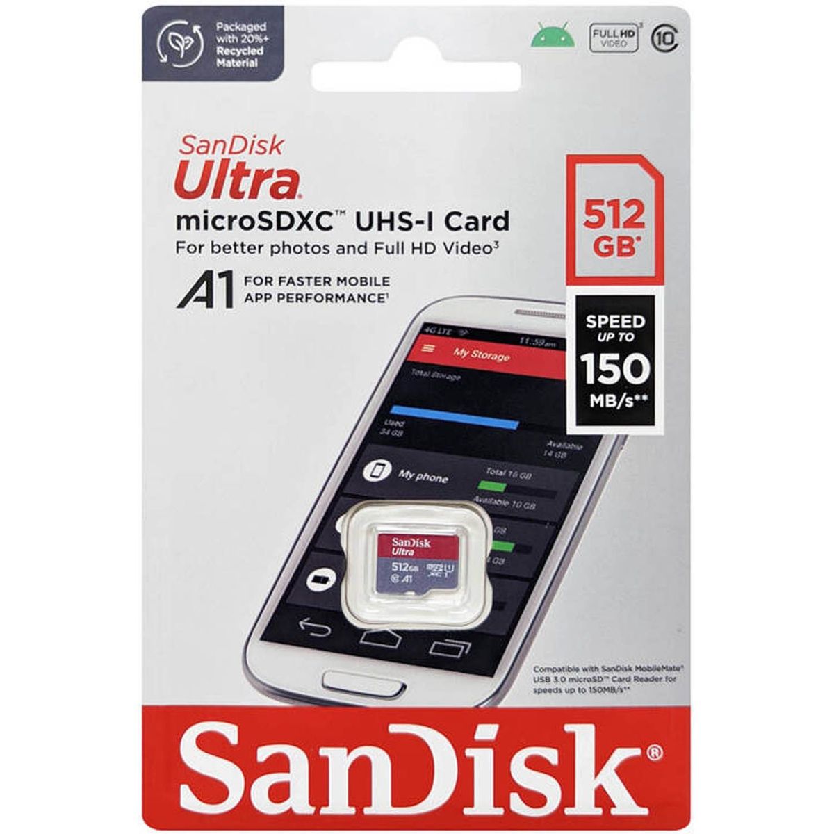 SANDISK - Memoria Micro SDXC UHS-I Sandisk 512GB Ultra A1 150mbps