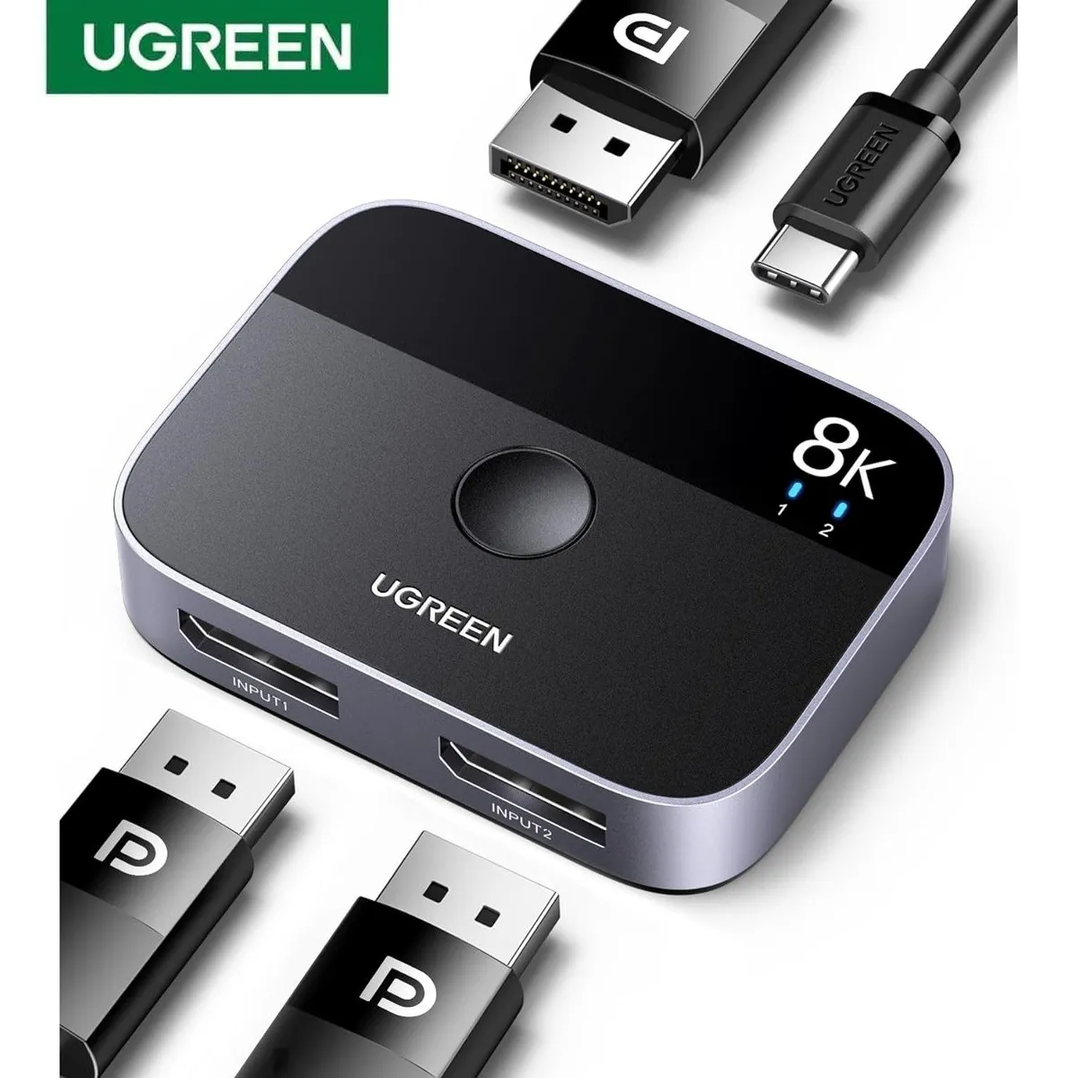 UGREEN - Divisor DisplayPort 1.4 8K Splitter Switch DP UGREEN