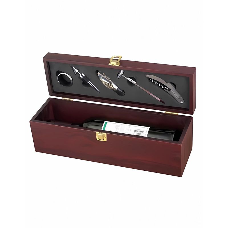 GENERICO - Caja de Madera  mas Accesorios para Vino