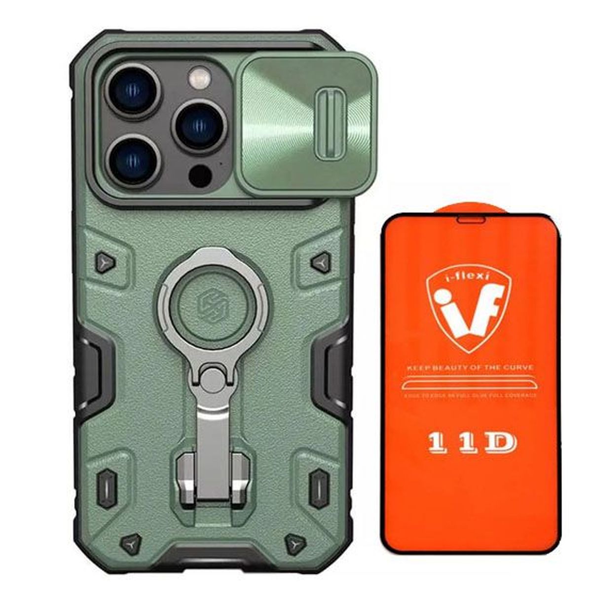 NILLKIN - Funda Nillkin  Armor para Iphone 15 Pro Max Verde + Mica De Vidrio