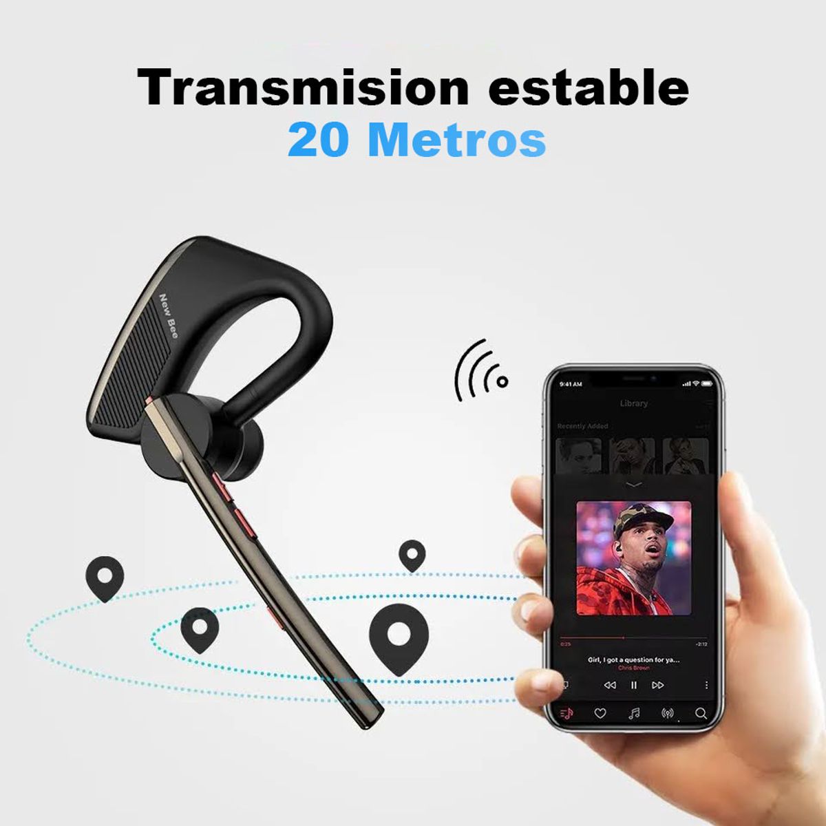NEW BEE - AUDIFONO HANDSFREE MANOS LIBRES DE LARGA DURACION - NEW BEE M50