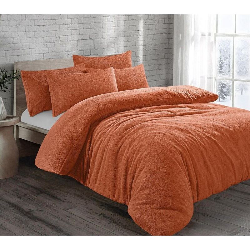 GENERICO - CUBRECAMA  TRES  PLAZAS KING DE PELUCHE PELO CORTO LADRILLO