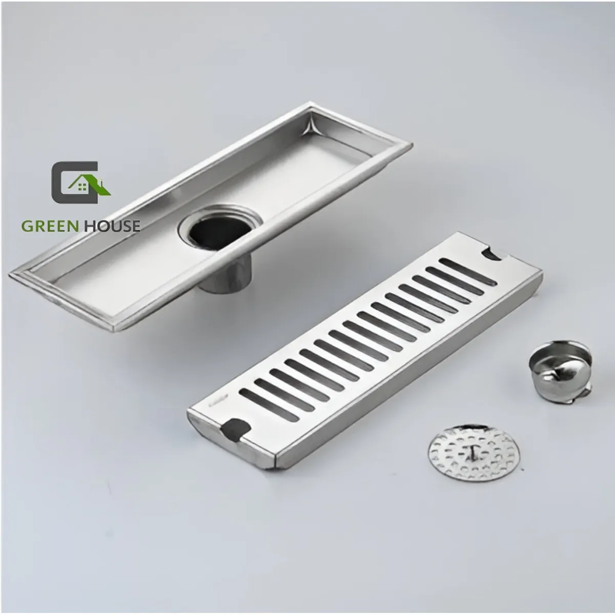 GREEN HOUSE - SUMIDERO DE ACERO INOXIDABLE SUS 304 RECTANGULAR 10 x 20 cm