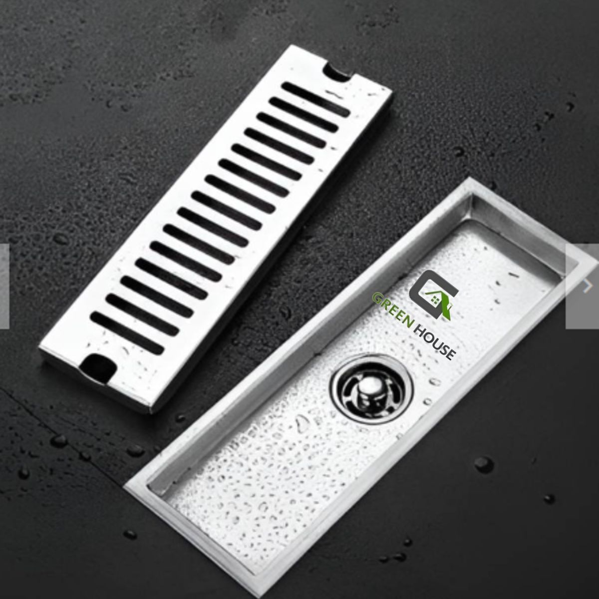 GREEN HOUSE - SUMIDERO DE ACERO INOXIDABLE SUS 304 RECTANGULAR 10 x 30 cm