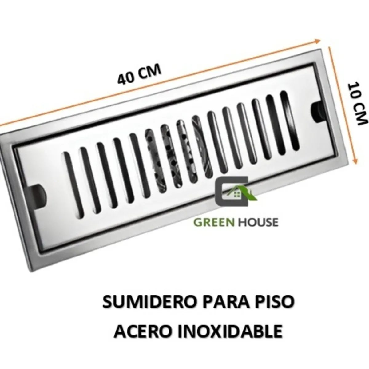 GREEN HOUSE - SUMIDERO DE ACERO INOXIDABLE SUS 304 RECTANGULAR 10 x 40 cm
