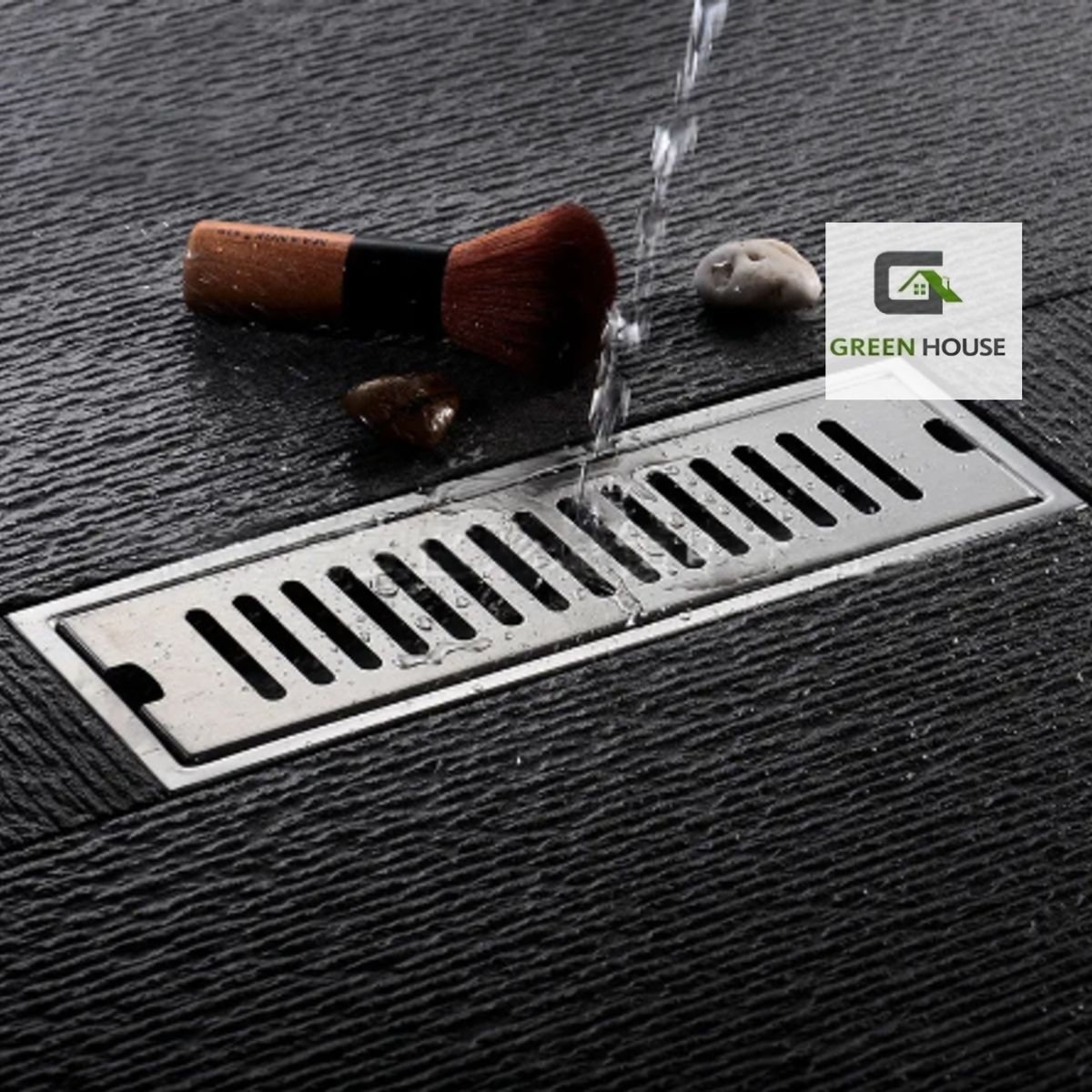 GREEN HOUSE - SUMIDERO DE ACERO INOXIDABLE SUS 304 RECTANGULAR 10 x 40 cm