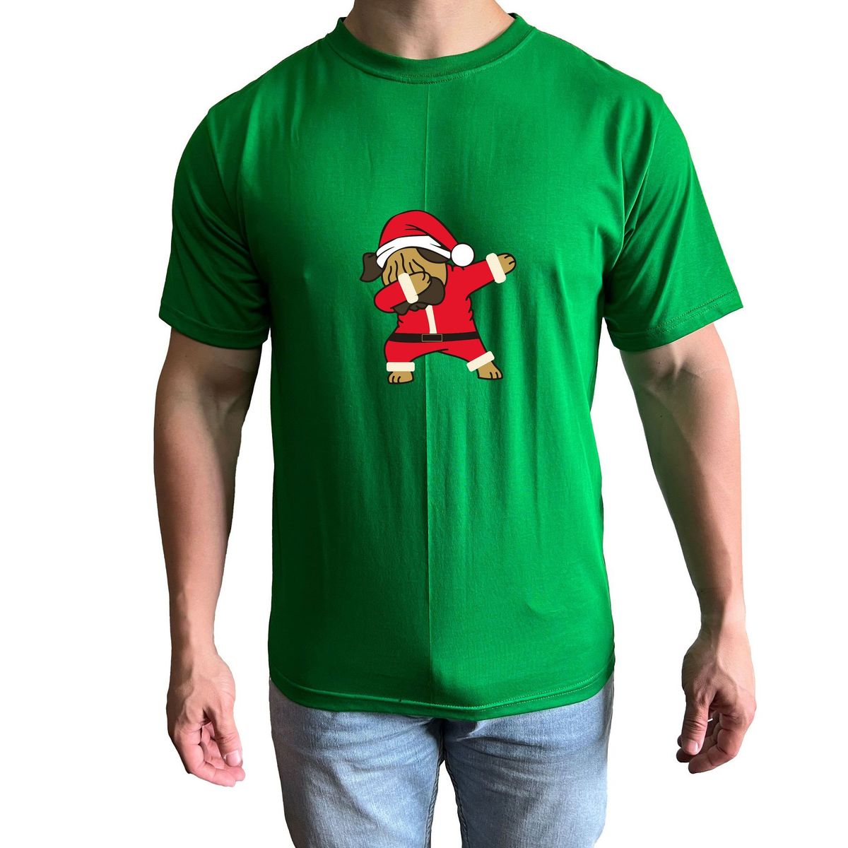 GENERICO - Polo Hombre manga corta diseño Perrito Santa - Verde