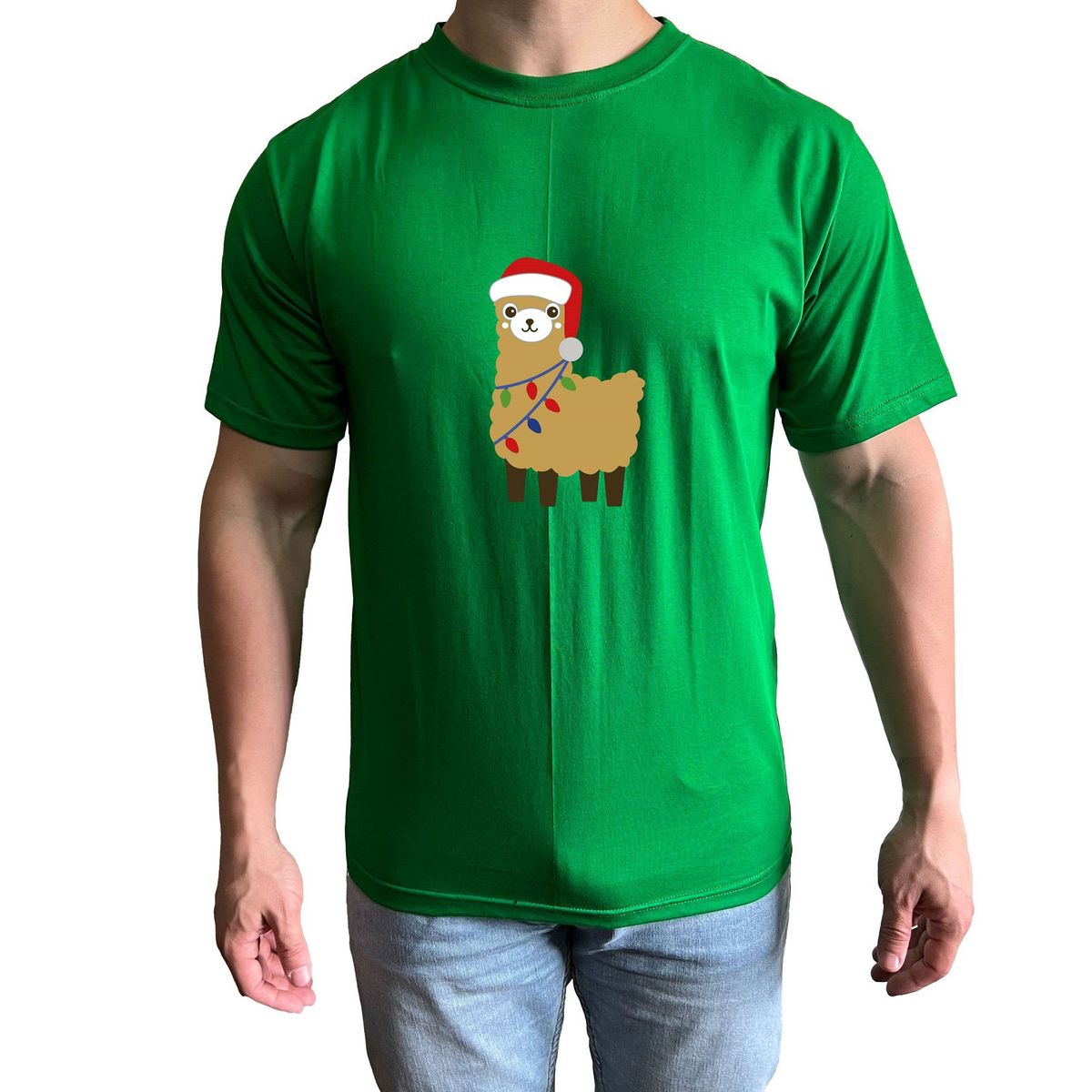 GENERICO - Polo Hombre diseño Llama - Verde