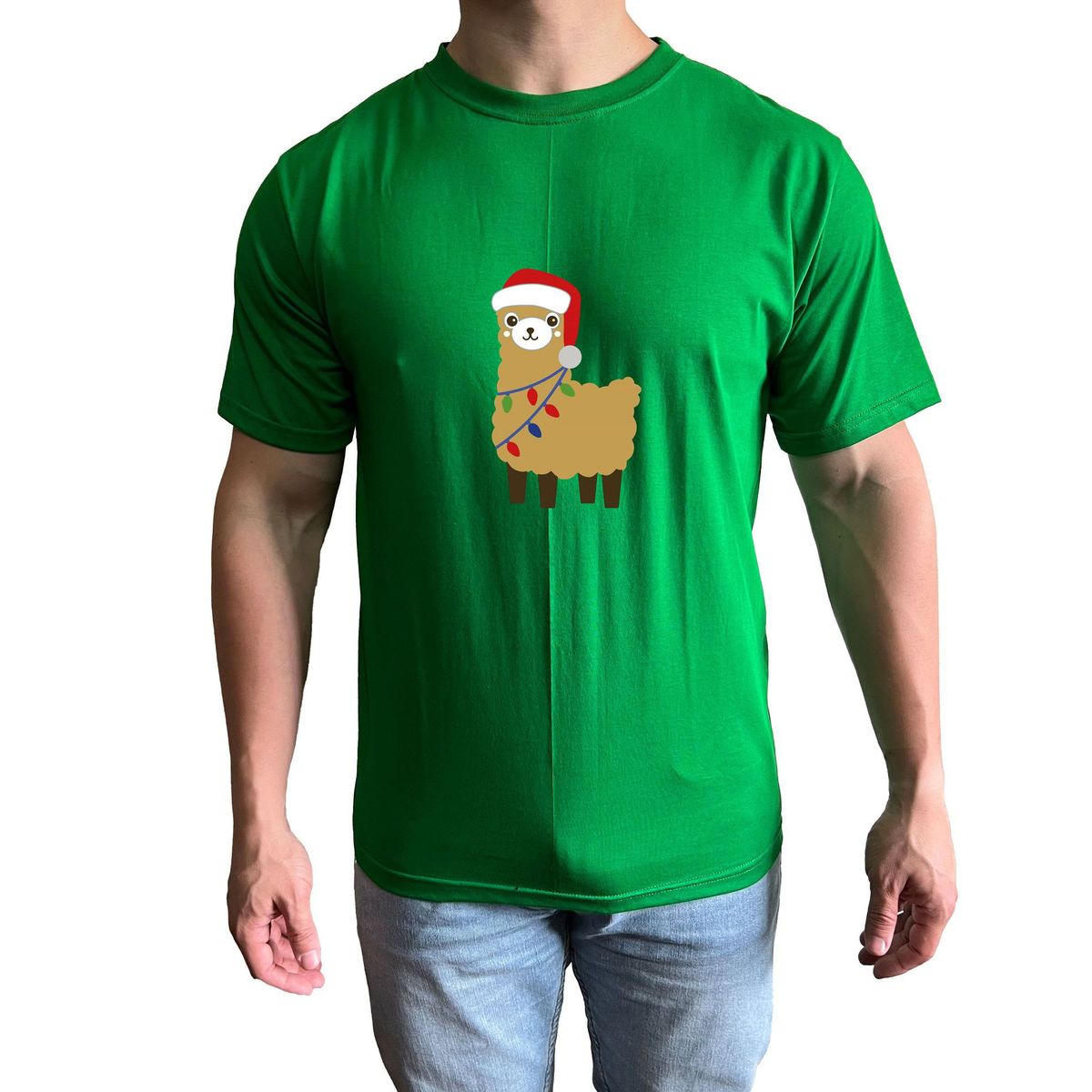 GENERICO - Polo Hombre diseño Llama - Verde