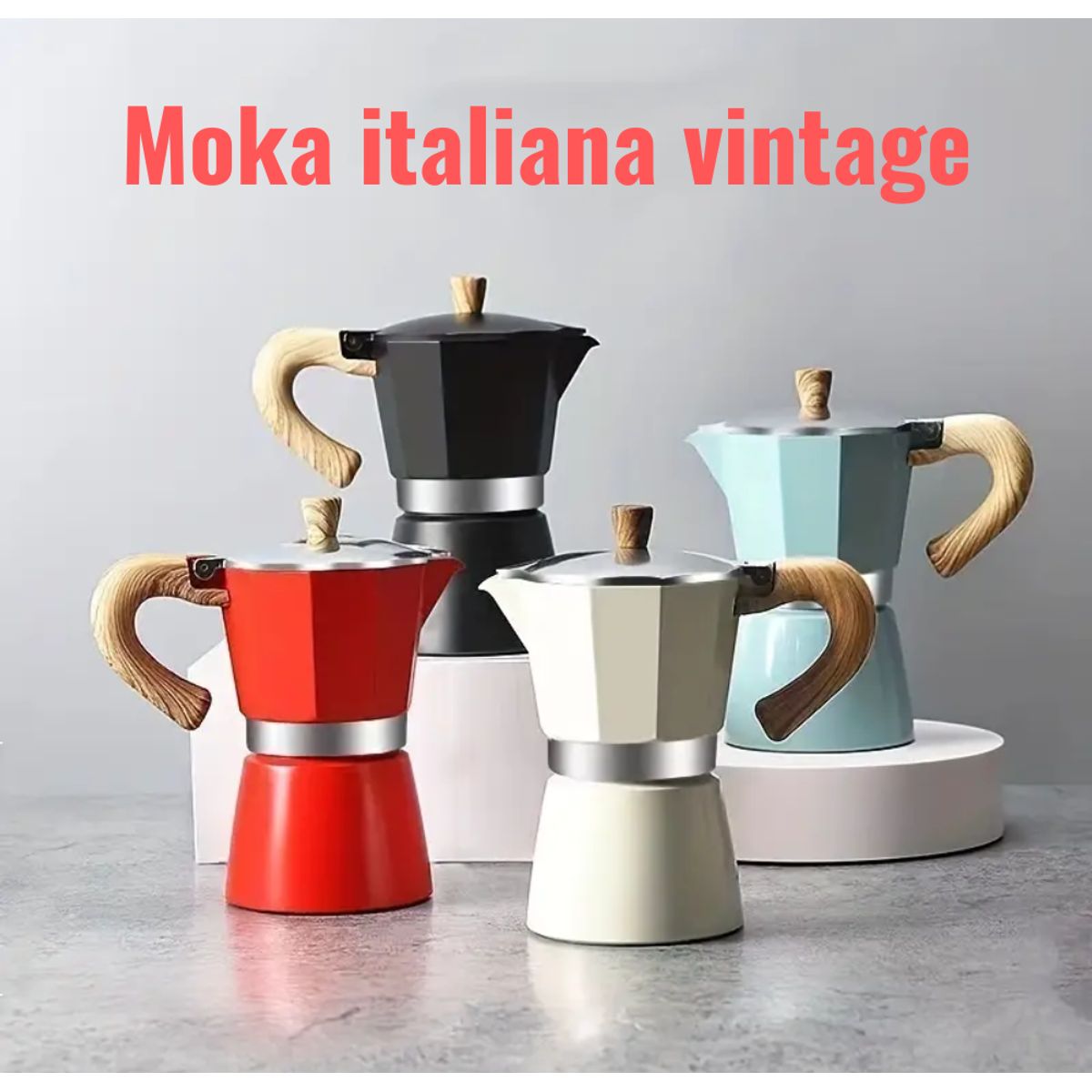 GENERICO - Cafetera italiana 6 tz rojo