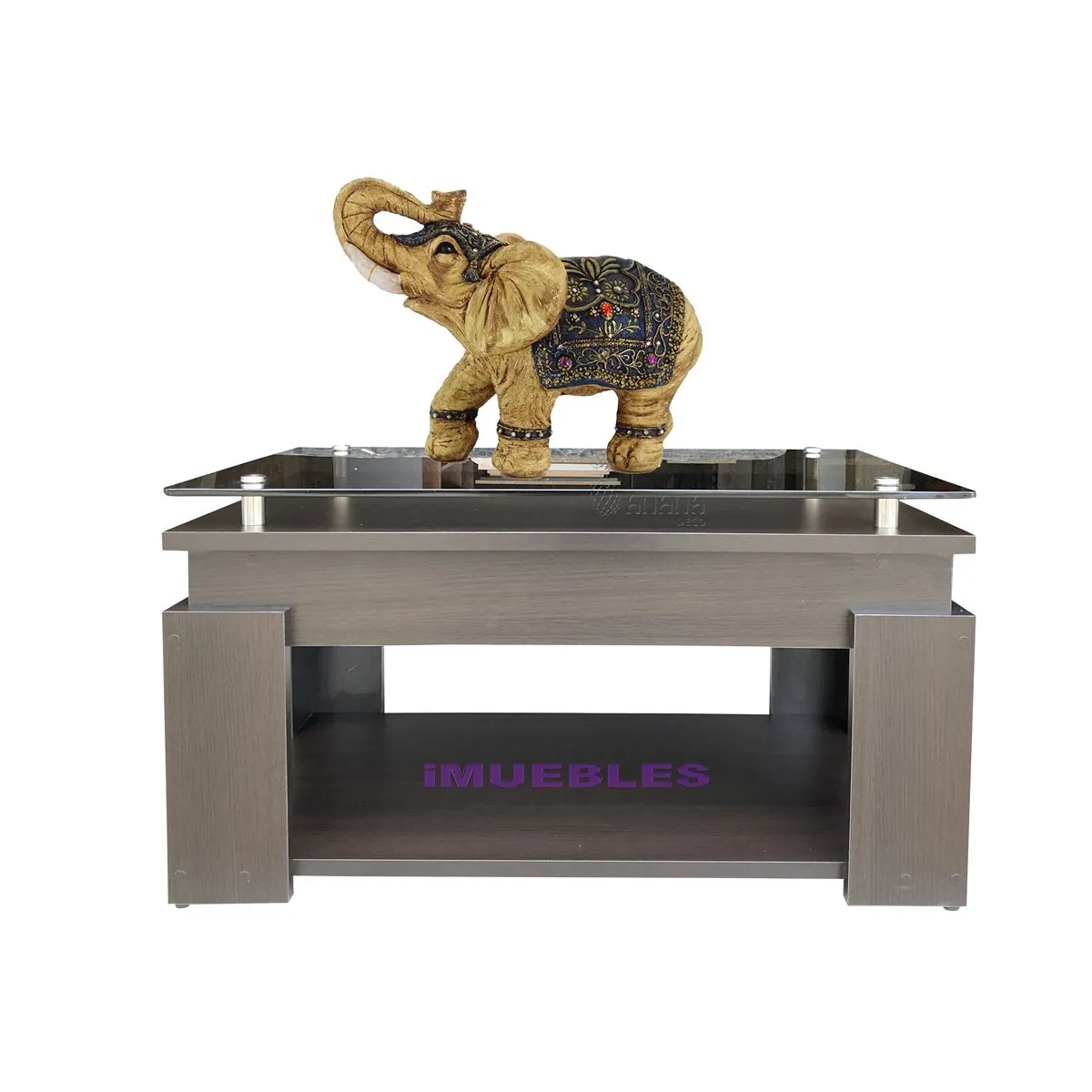 TEMEL - Mesa de Centro para Sala Mesa con tablero de vidrio