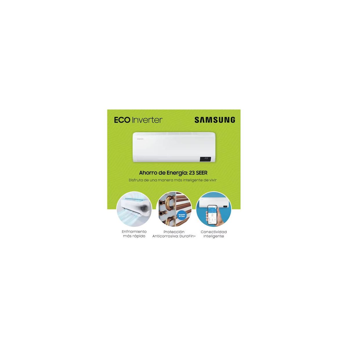 SAMSUNG - AIRE ACONDICIONADO SAMSUNG SPLIT DE 18,000 BTU/H INVERTER FRIO SOLO