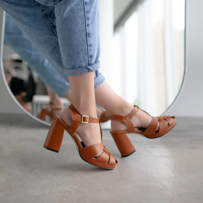 IRISABA - SANDALIAS DE CUERO IRISABA PARA MUJER LOLA CARAMELO