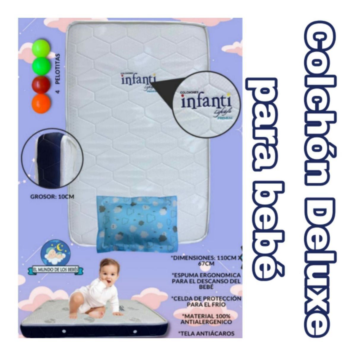 GENERICO - Colchón de Bebe para Cunas Pack and Play