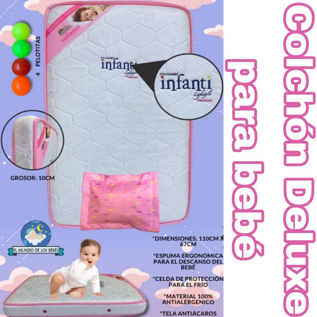 GENERICO - Colchón de Bebe para Cunas Pack and Play