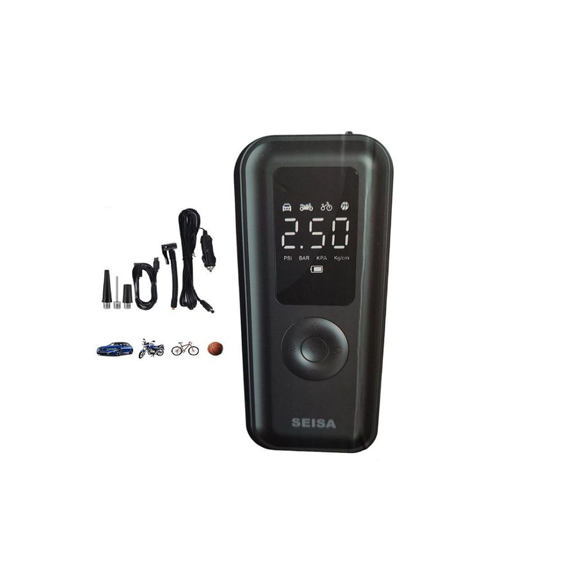 SEISA - Inflador de neumáticos portátil luz emergencia  AF-C03