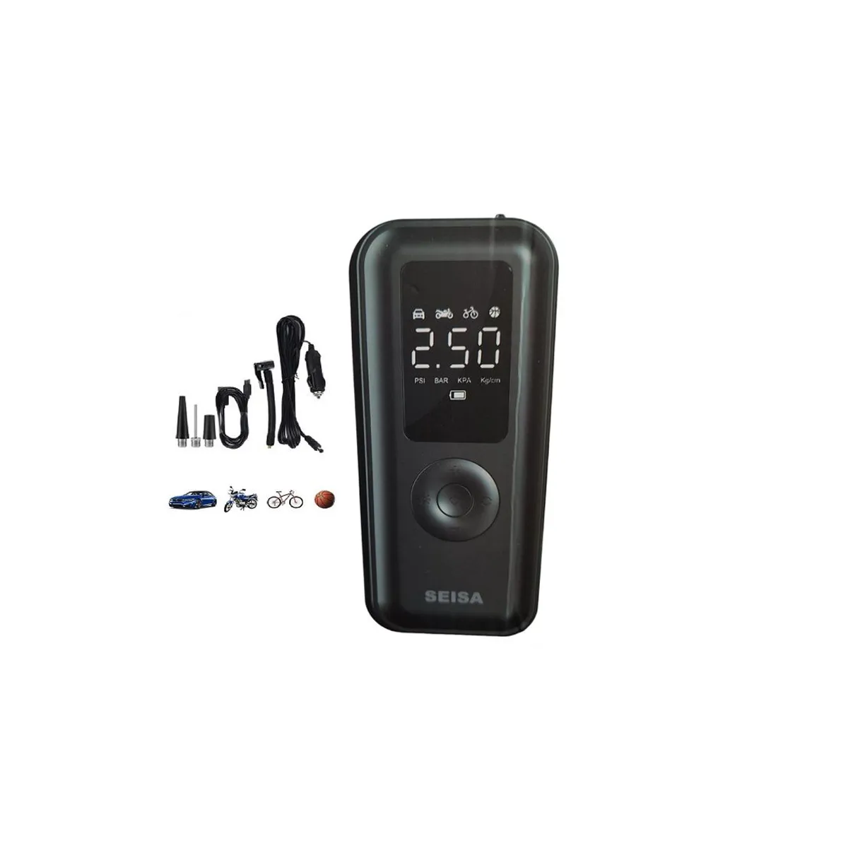 SEISA - Inflador de neumáticos portátil luz emergencia  AF-C03