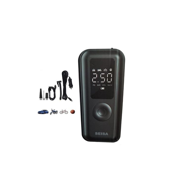 SEISA - Inflador de neumáticos portátil luz emergencia  AF-C03