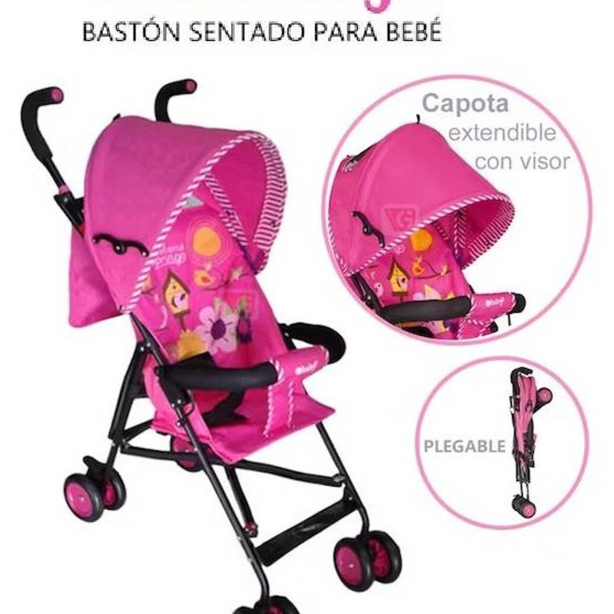 EBABY - Coche Bastón Practico y Liviano Fresh Style  EB2011-1 Rosado