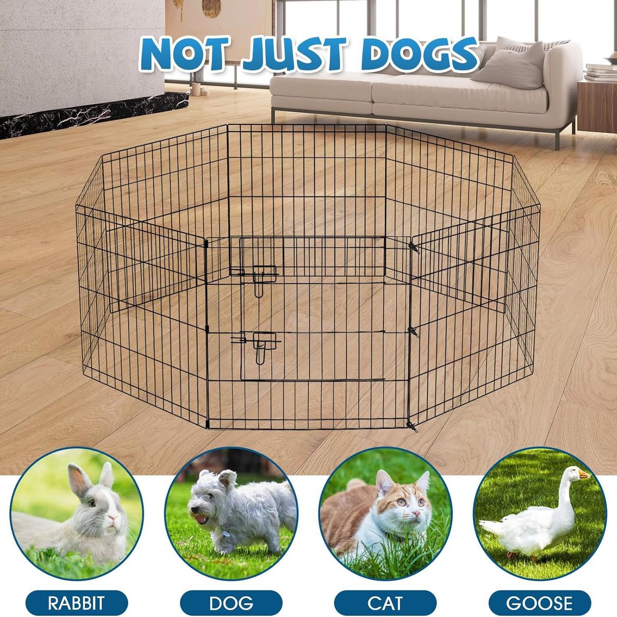 GENERICO - Reja de Seguridad para mascotas 60x80cm x 8 Piezas - Plomo