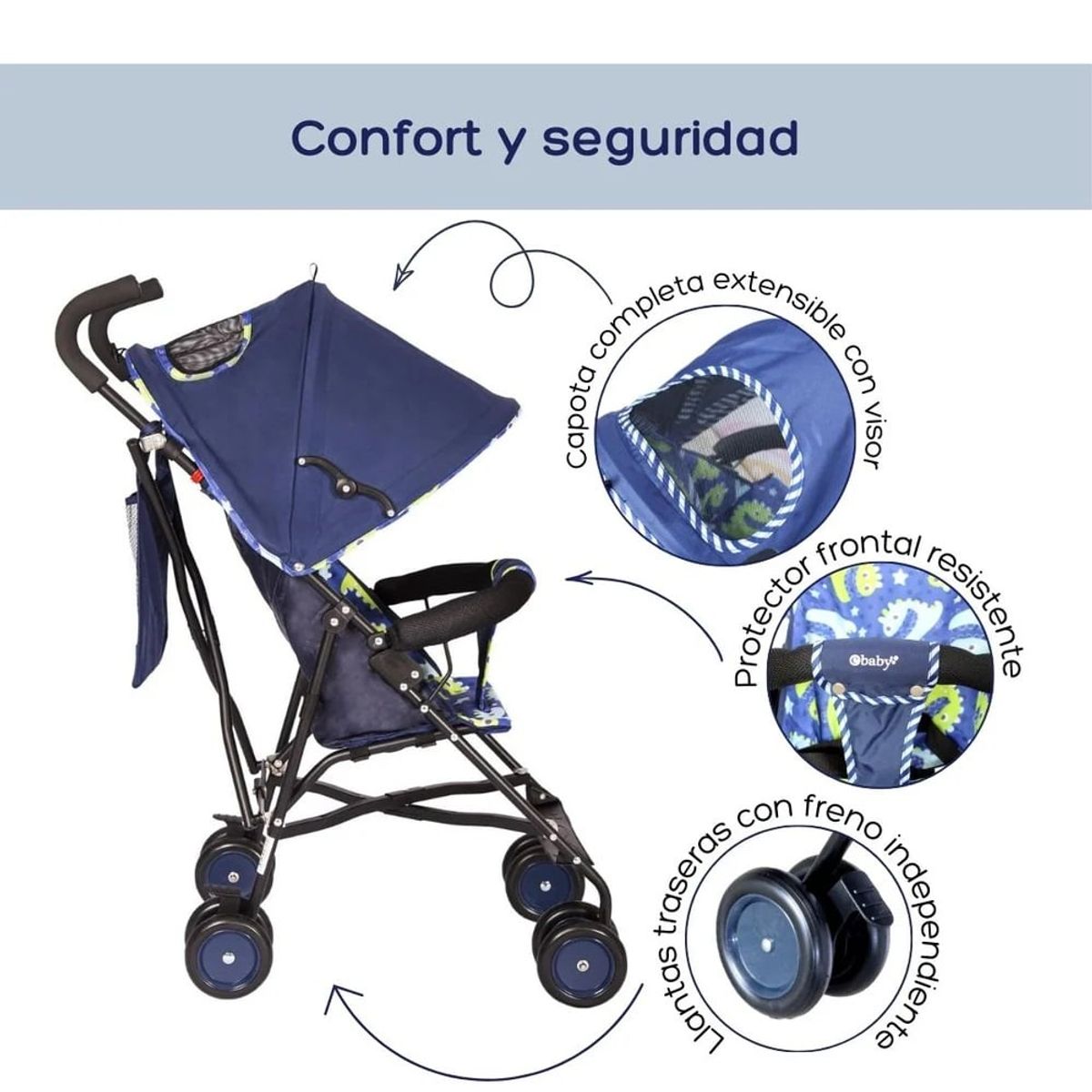 EBABY - Coche Bastón Practico y Liviano Fresh Style  EB2011-1 Azul