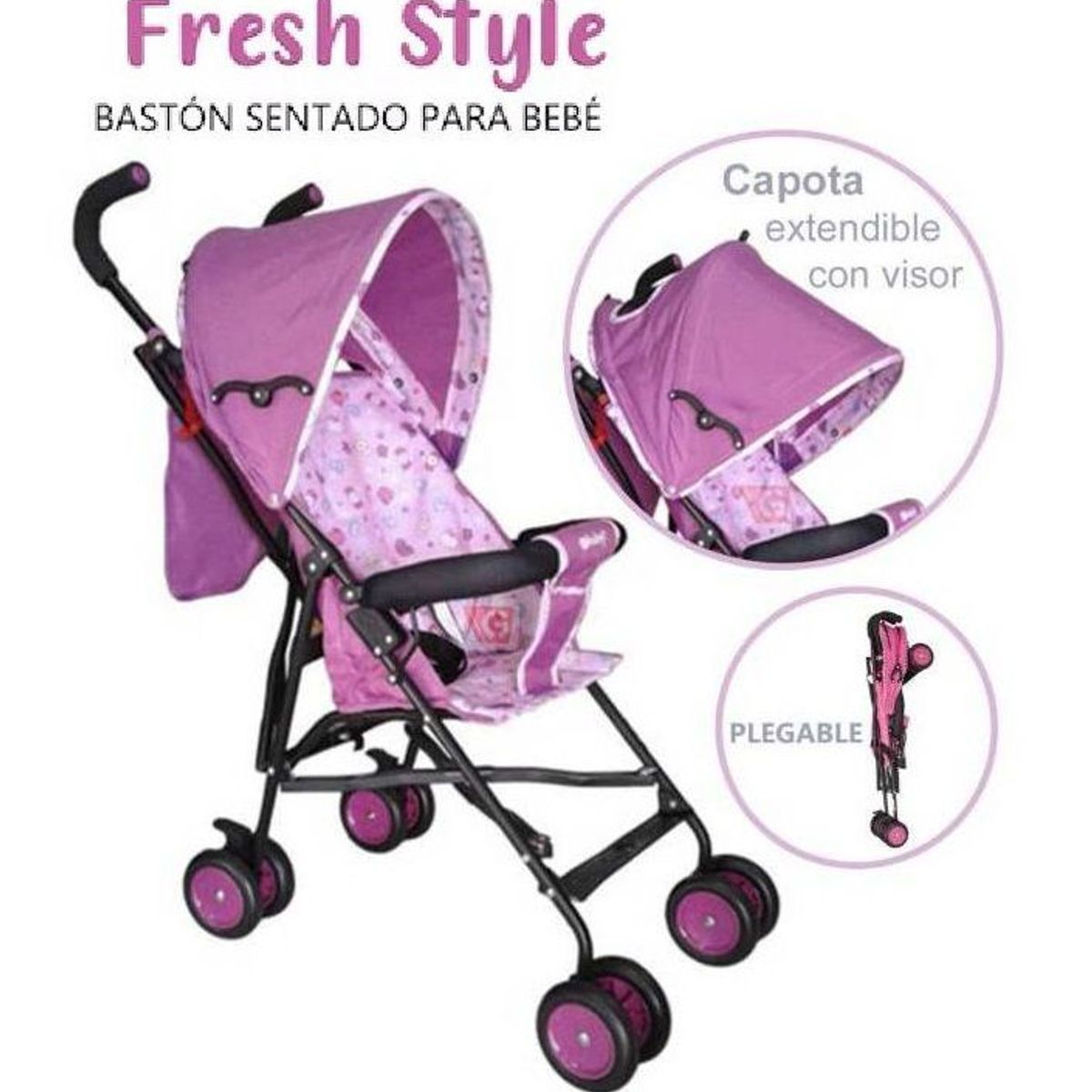 EBABY - Coche Bastón Practico y Liviano Fresh Style EB2011-1 Morado