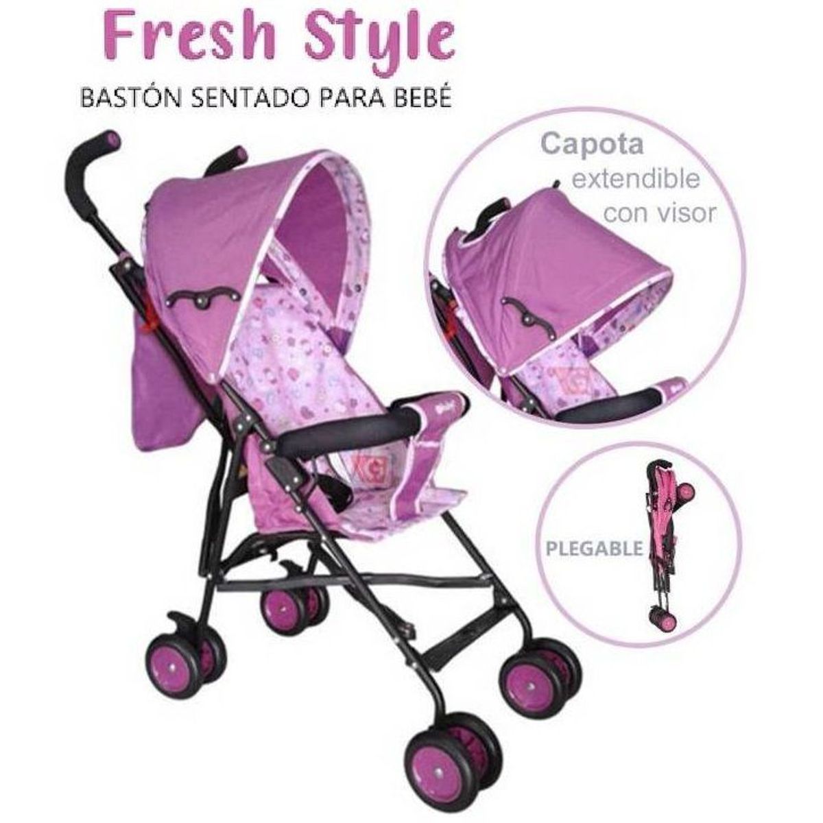 EBABY - Coche Bastón Practico y Liviano Fresh Style EB2011-1 Morado