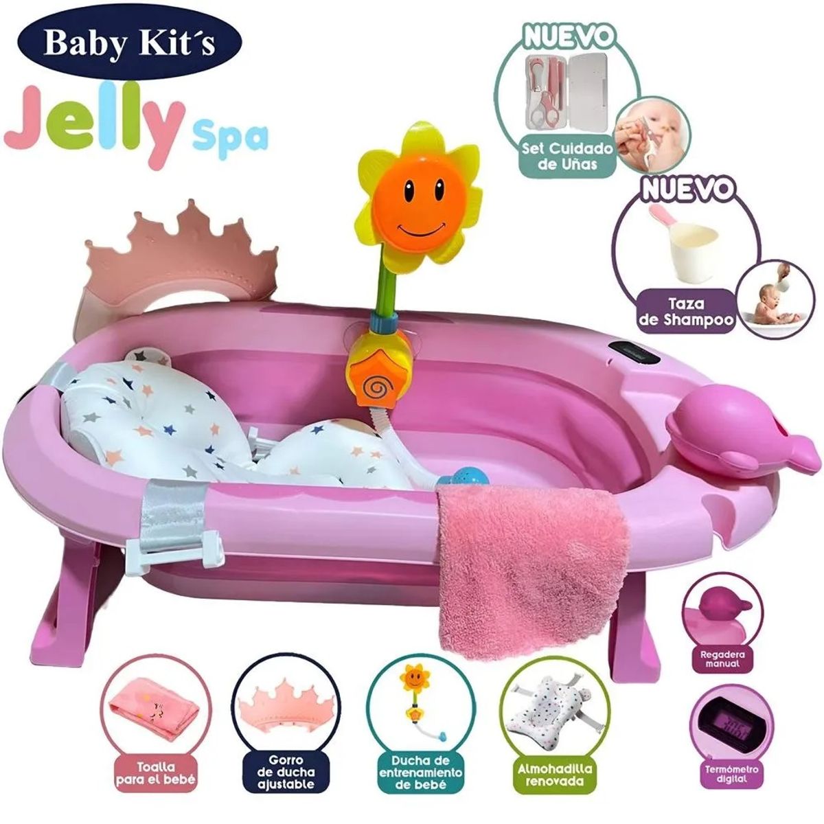 BABY KITS - Tina Plegable  Jelly Spa con Accesorios Rosado