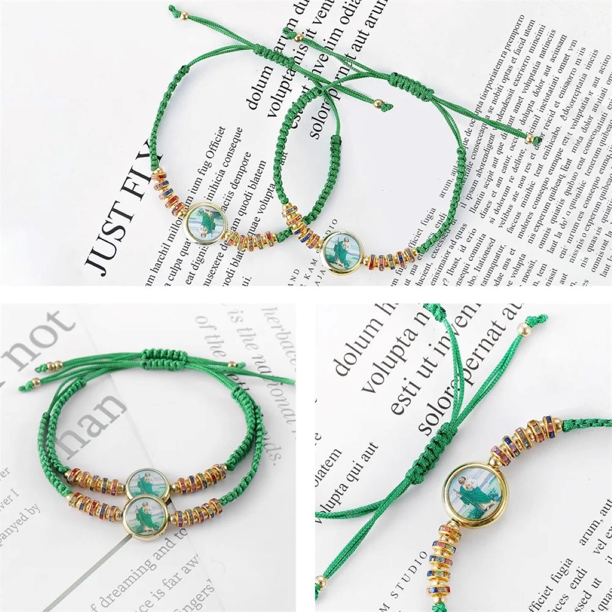 SANTORAL - Pulsera San Judas - Hilo Verde - Bijoutería