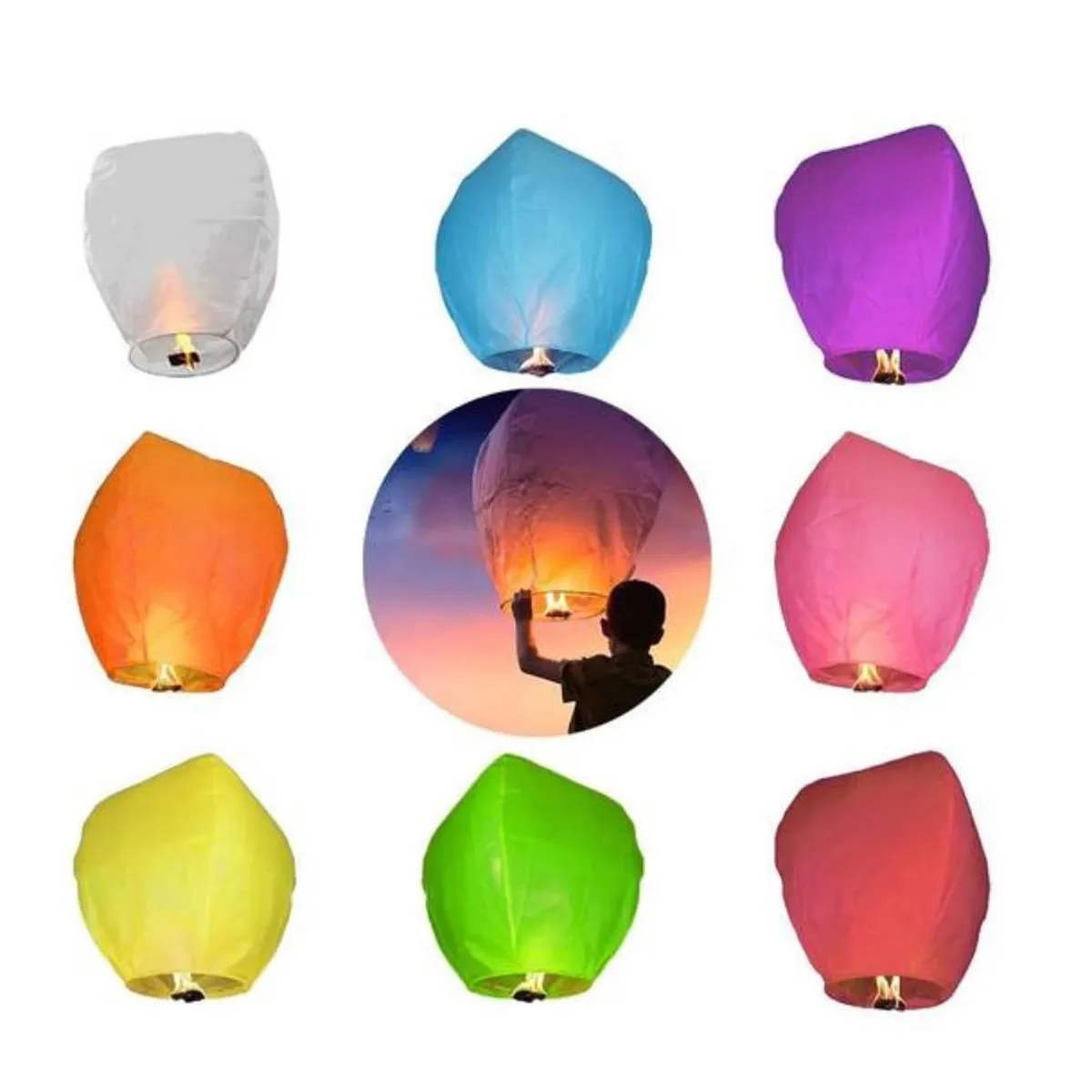 GENERICO - Pack 3 globos luminosos de DESEOS Linterna Voladora China