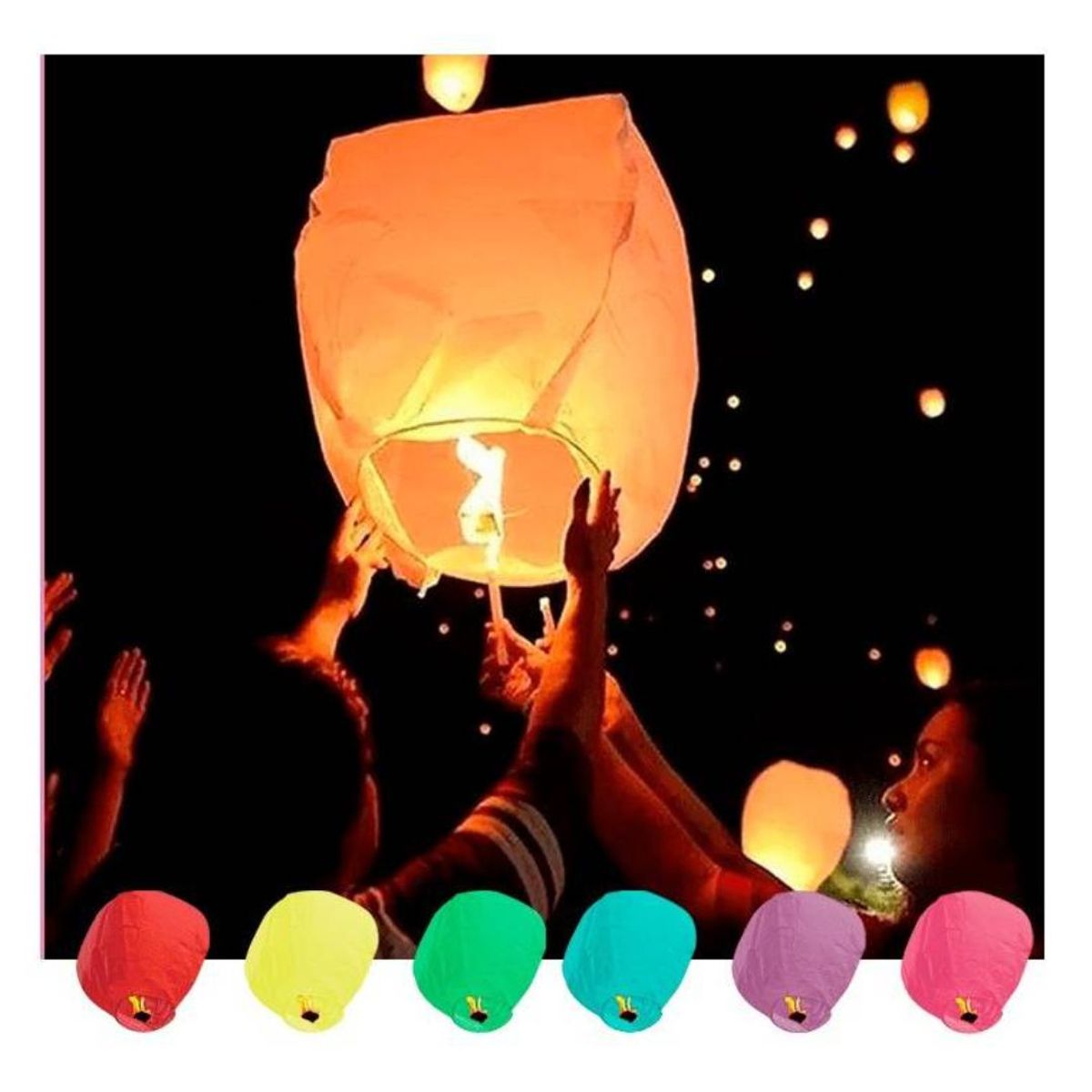 GENERICO - Pack 3 Globos Luminosos de DESEOS Linterna Voladora China