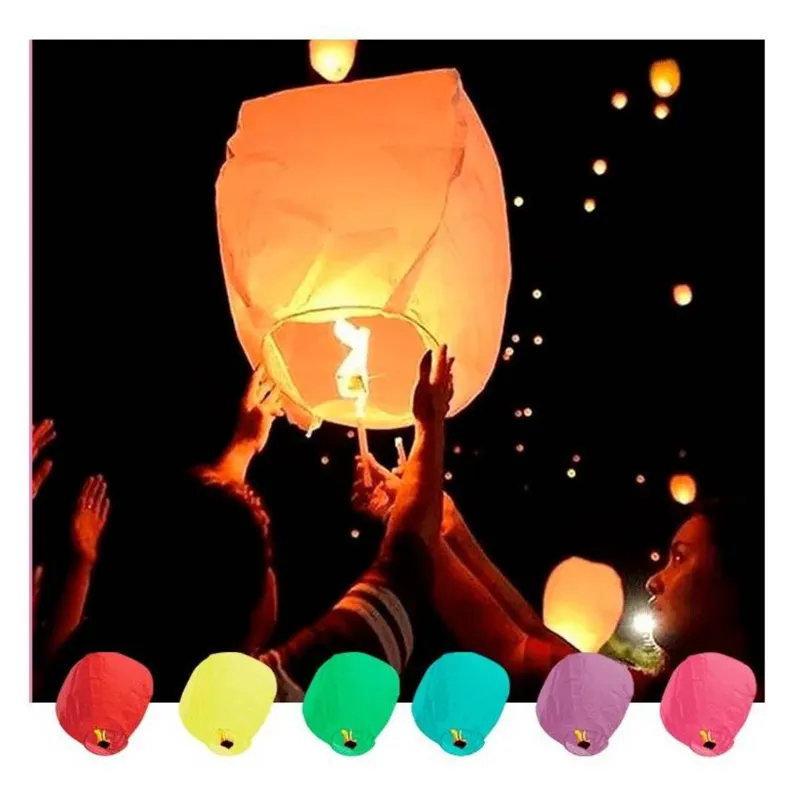 GENERICO - Pack 3 Globos Luminosos de DESEOS Linterna Voladora China