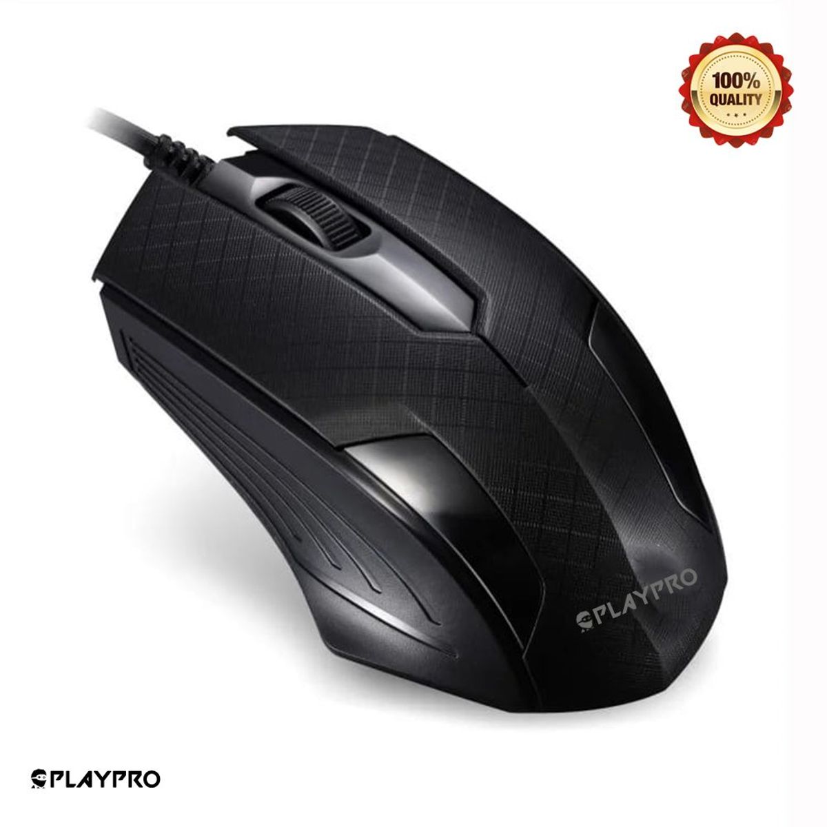 PLAYPRO - Mouse Ergonómico Usb Pc Laptop Computadora Negro Playpro TYM350006
